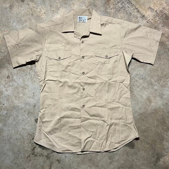 Vintage 60s Hanover Uniform Tan Work Shirt - Picture 1 of 3